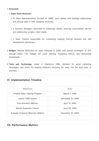 Free Sales Execution  Strategic Plan Template to Edit Online