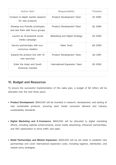 Free Sample Custom Sales Strategic Plan Template to Edit Online
