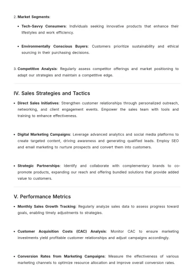 Free Simple Presentation Sales Strategic Plan Template to Edit Online