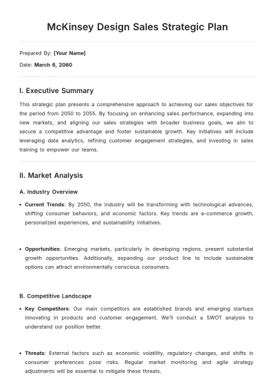 Free McKinsey Design Sales Strategic Plan Template to Edit Online