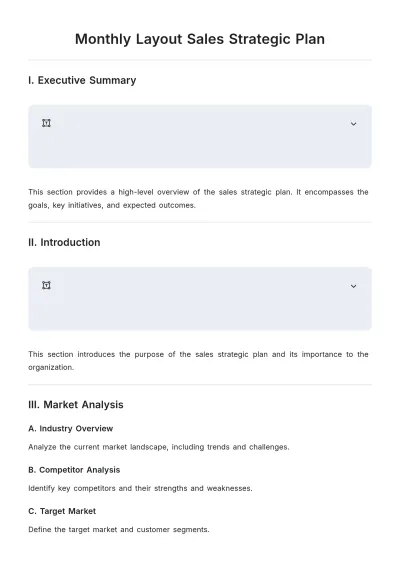 Free Monthly Layout Sales Strategic Plan Template to Edit Online