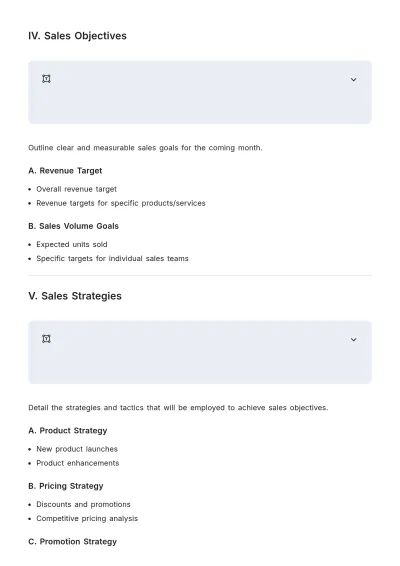 Free Monthly Layout Sales Strategic Plan Template to Edit Online