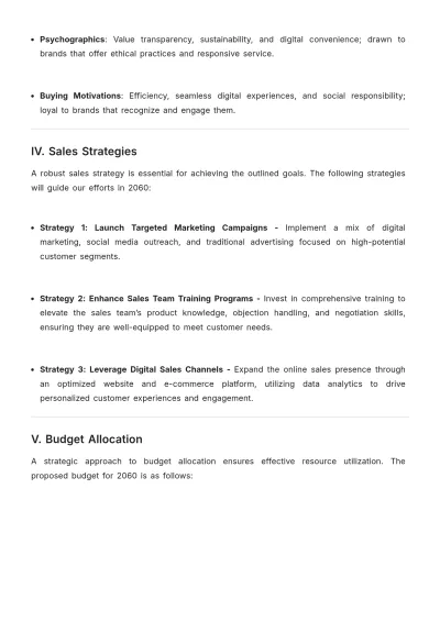 Free Printable Sales Budget Strategic Plan Template to Edit Online