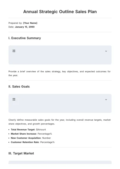 Free Annual Strategic Outline Sales Plan Template to Edit Online