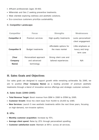 Free Aesthetic Sales Growth Strategic Plan Template to Edit Online