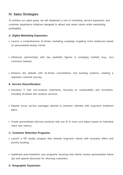 Free Aesthetic Sales Growth Strategic Plan Template to Edit Online