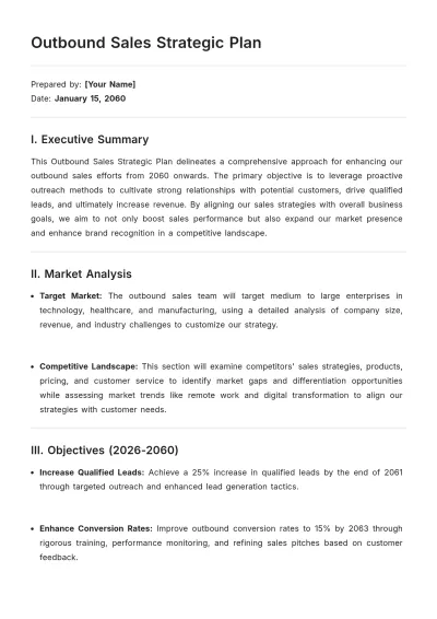 Free Outbound Sales Strategic Plan Template to Edit Online