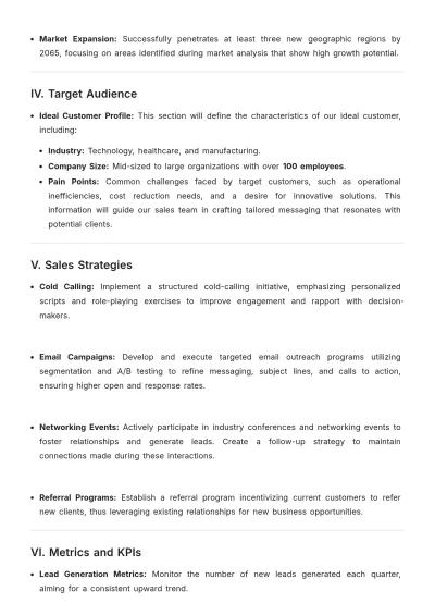 Free Outbound Sales Strategic Plan Template to Edit Online