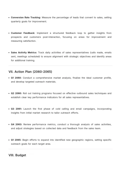 Free Outbound Sales Strategic Plan Template to Edit Online