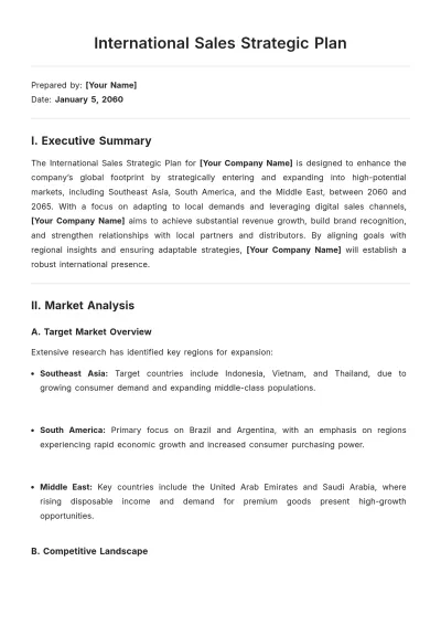 Free International Sales Strategic Plan Template to Edit Online