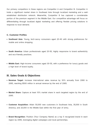 Free International Sales Strategic Plan Template to Edit Online