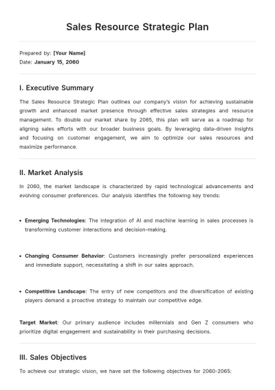 Free Sales Resource Strategic Plan Template to Edit Online