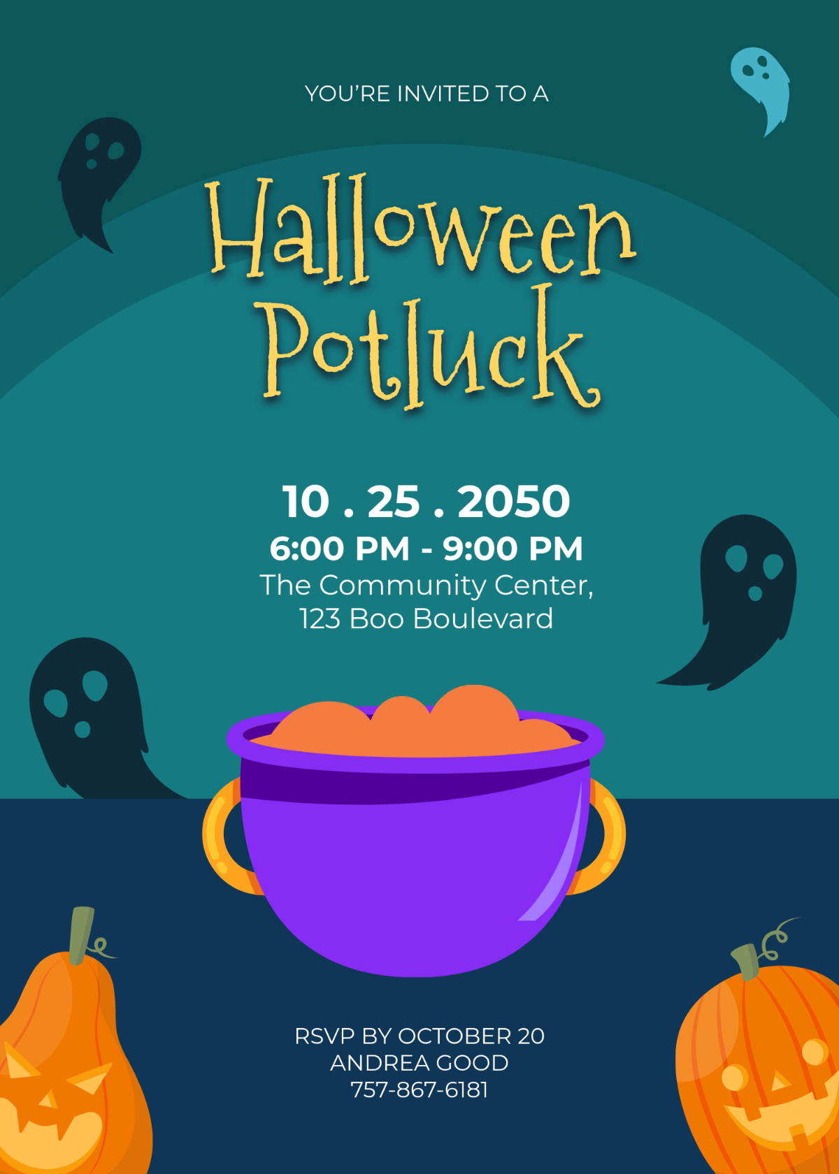 Halloween Potluck Invitation