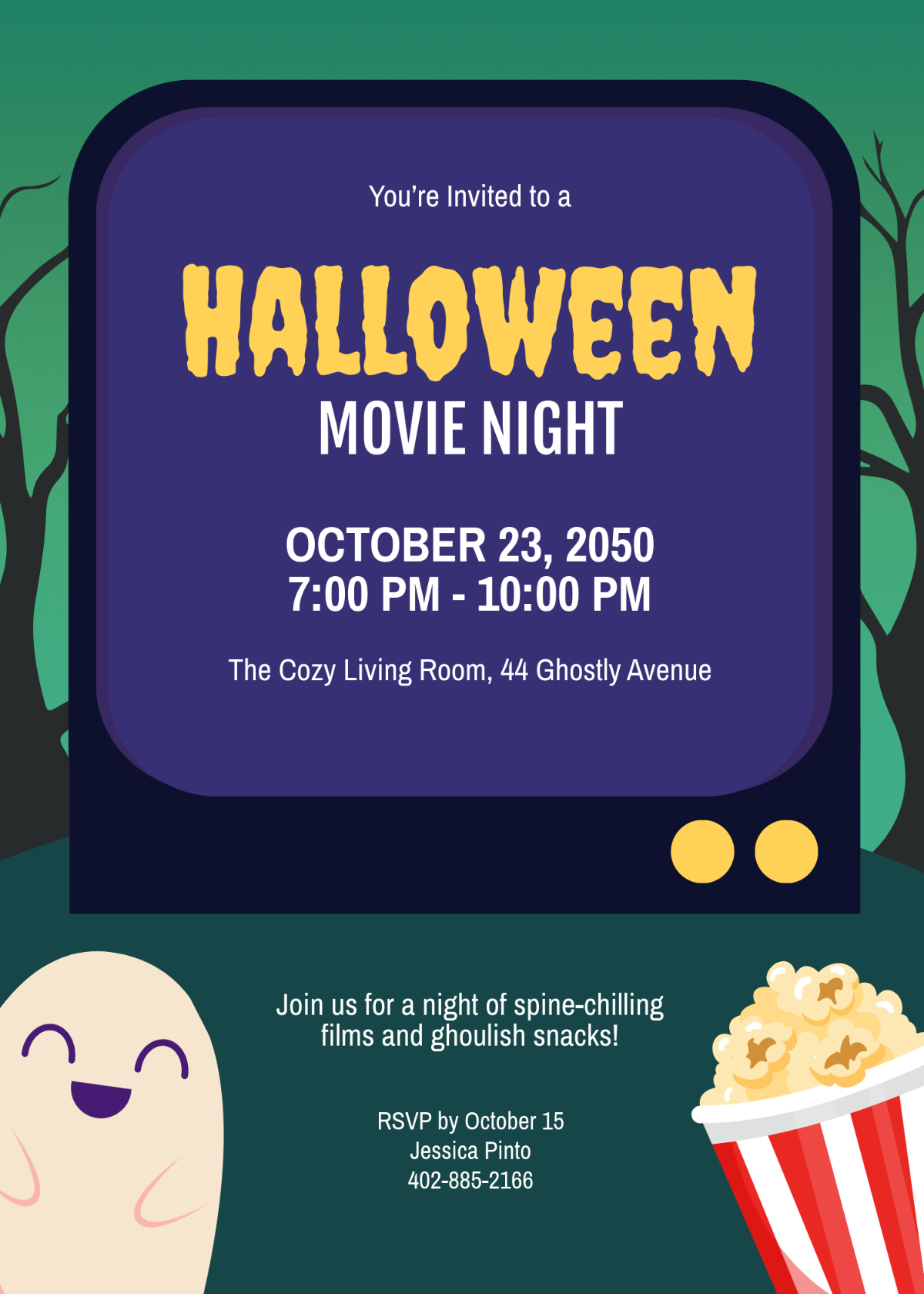 Halloween Movie Night Invitation