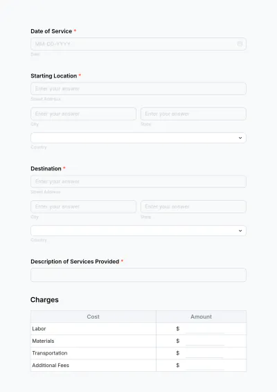 Free Moving Company Invoice Form Template to Edit Online