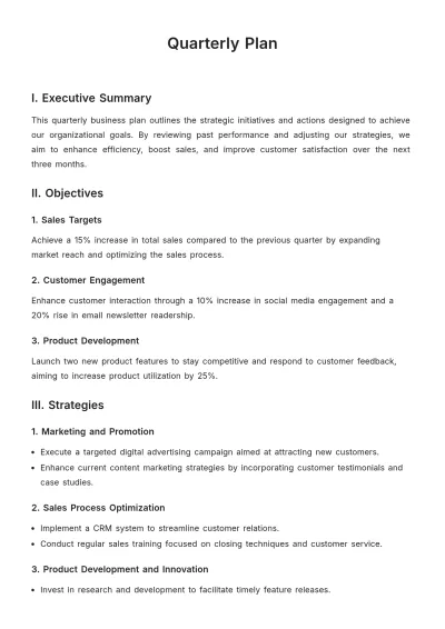 Free Quarterly Plan Template to Edit Online