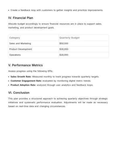 Free Quarterly Plan Template to Edit Online