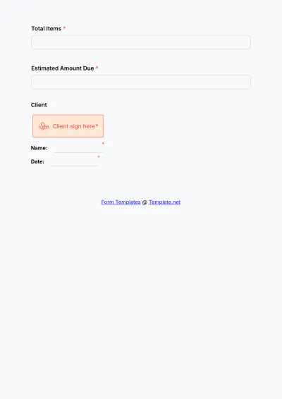 Free Moving Company Inventory Form Template to Edit Online