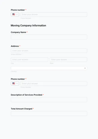 Free Moving Company Receipt Form Template to Edit Online