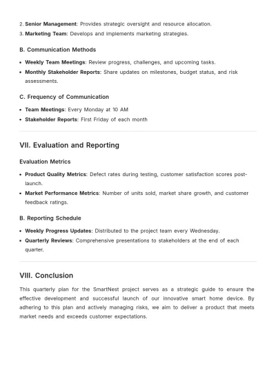 Free Project Management Quarterly Plan Template to Edit Online