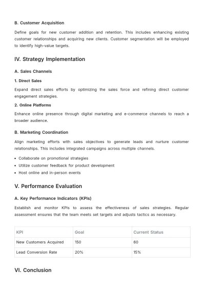 Free Sales Strategy Quarterly Plan Template to Edit Online