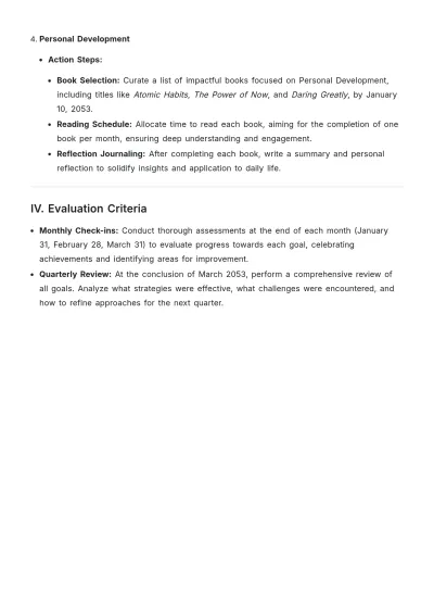 Free Goal Setting Quarterly Plan Template to Edit Online