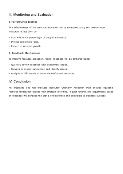 Free Resource Quarterly Allocation Plan Template to Edit Online