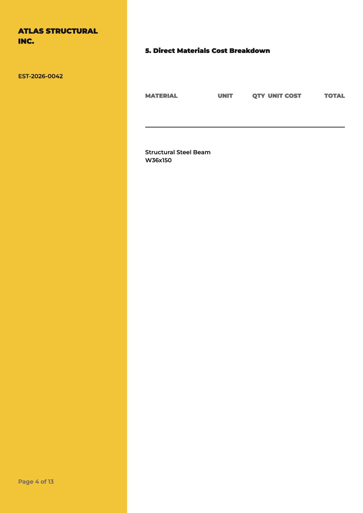 Free Cost Estimate Template to Edit Online