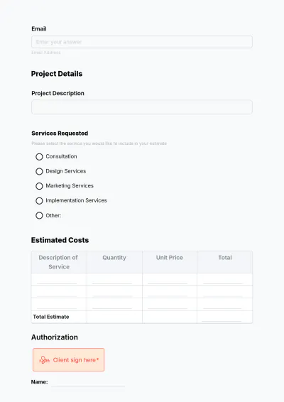 Free Business Estimate Form Template & AI Estimate Maker