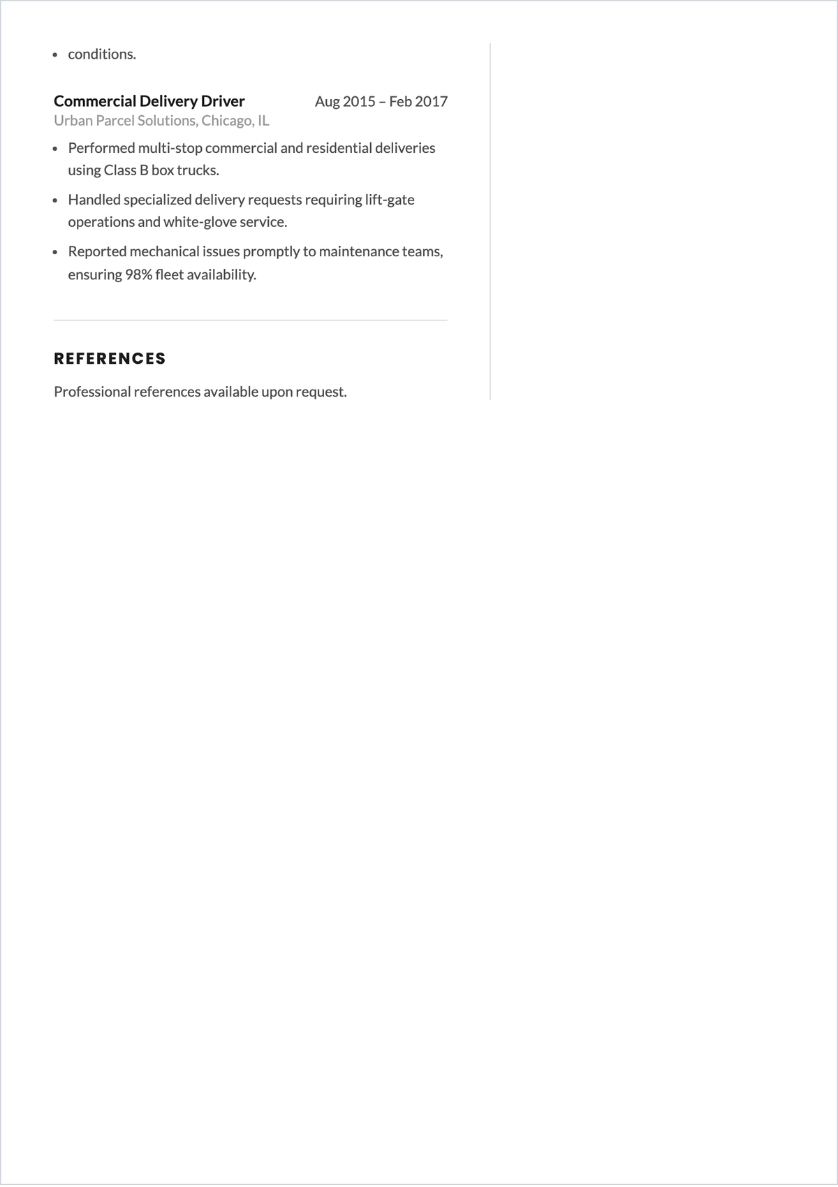 Free Simple Driver ATS Resume Template, AI Resume Builder