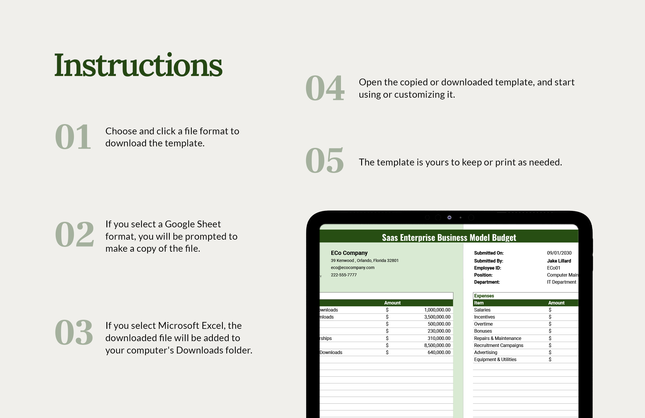 Free SaaS Enterprise Business Model Budget Template - Download in Word ...