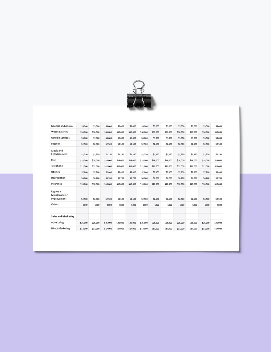 Printable Month Budget Template