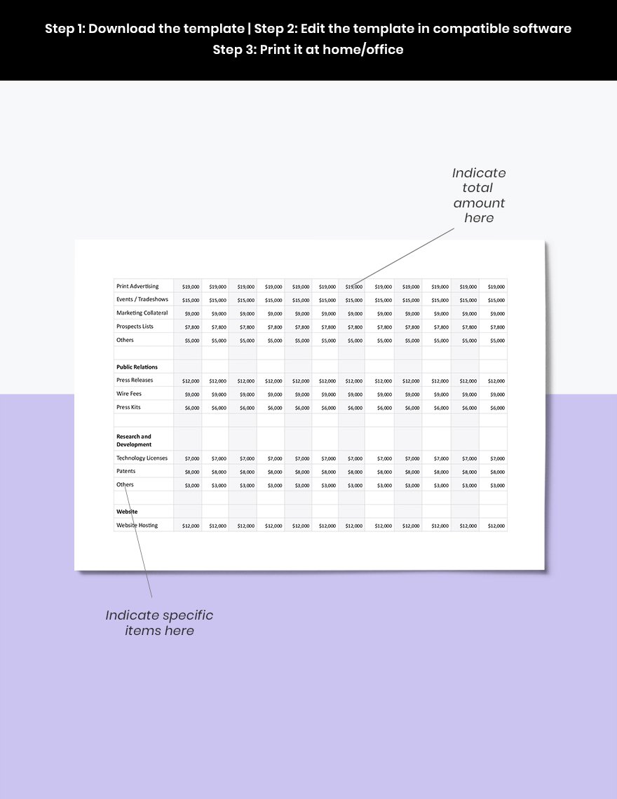 Sample Month Budget Template