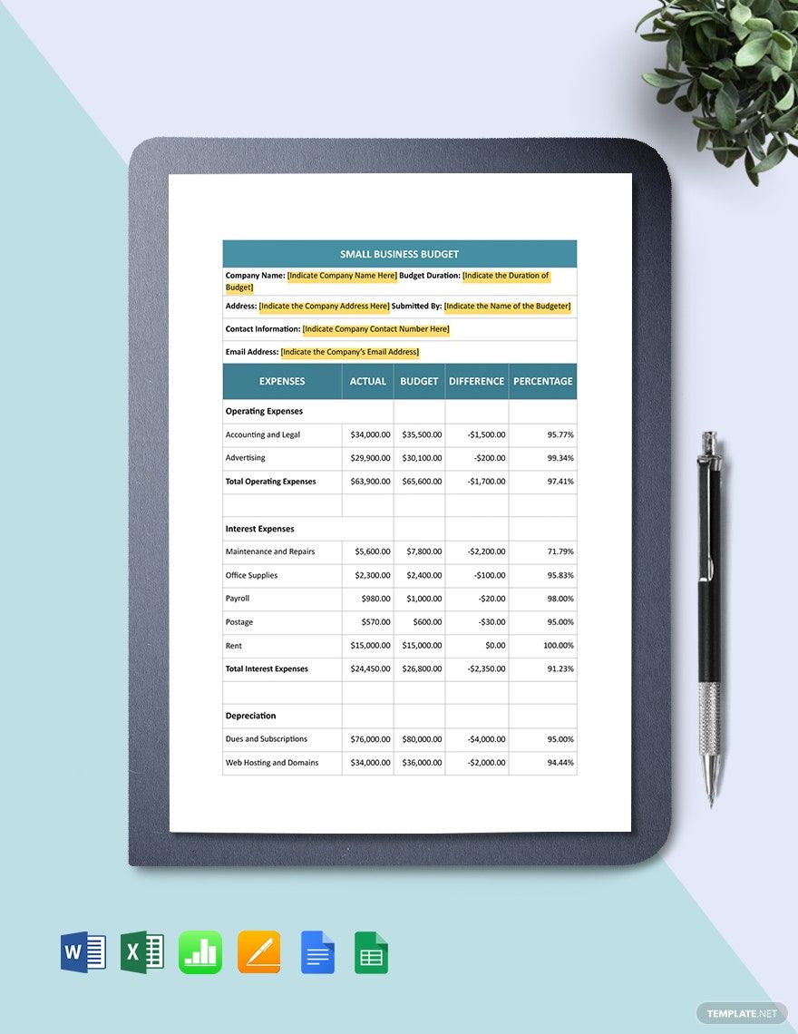 Free Small Business Budget Template