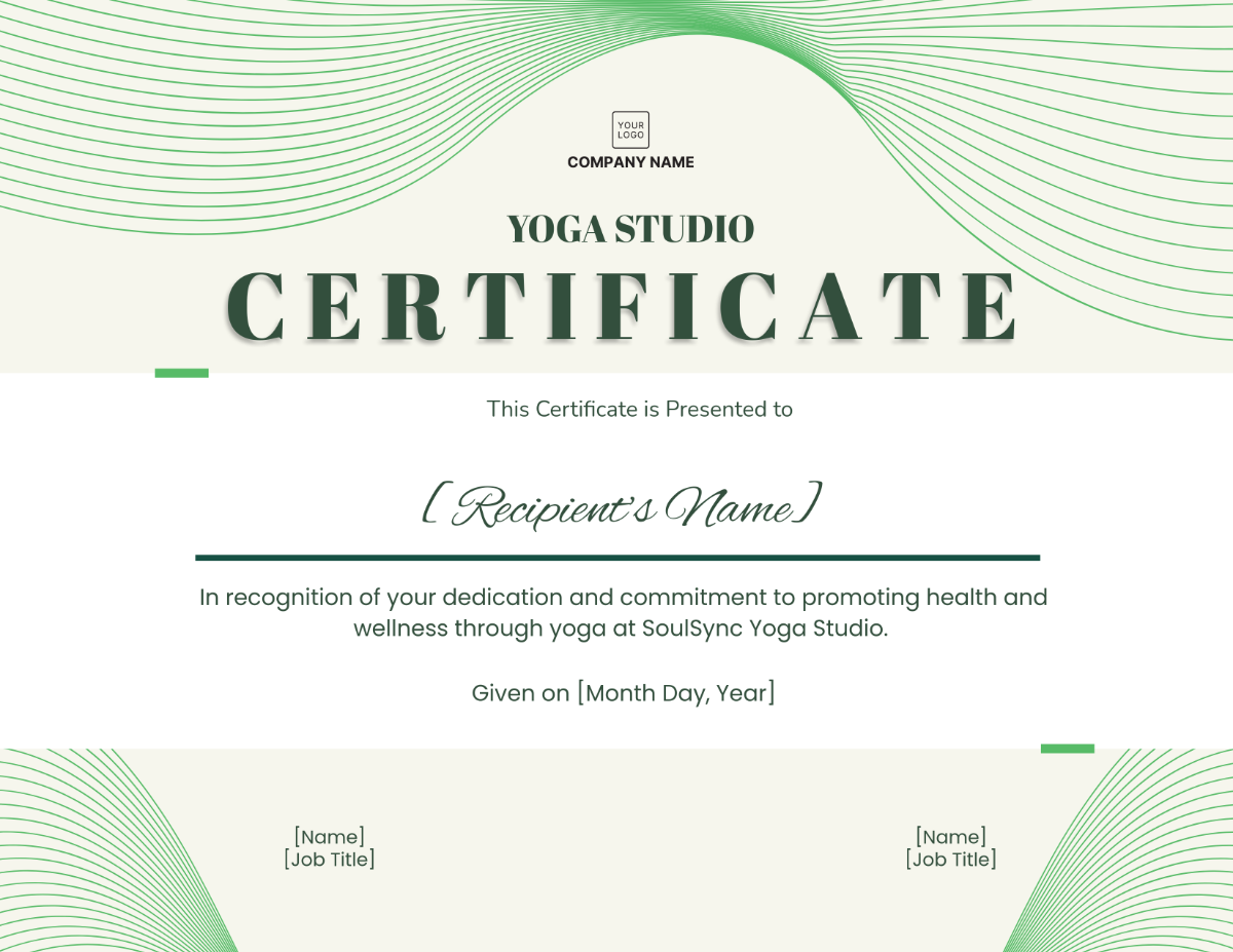 Yoga Studio Certificate Template