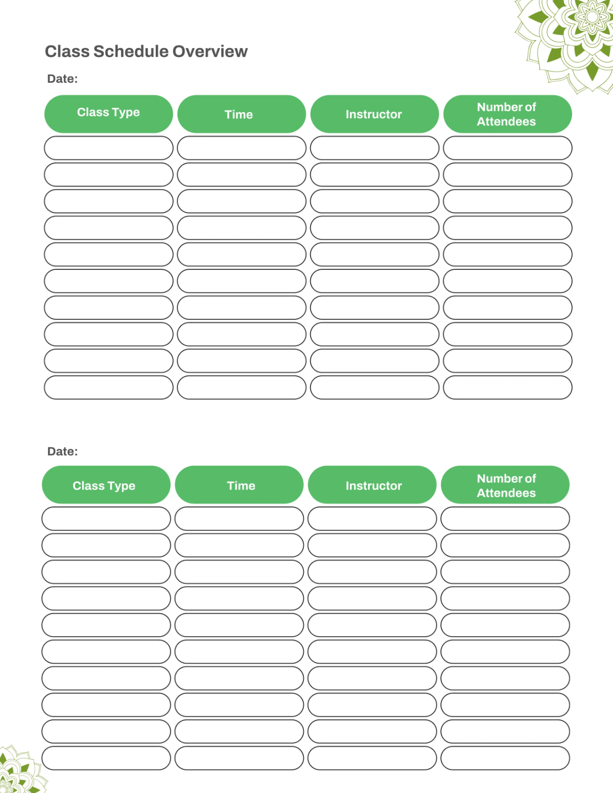 Free Yoga Studio Planner Template to Edit Online