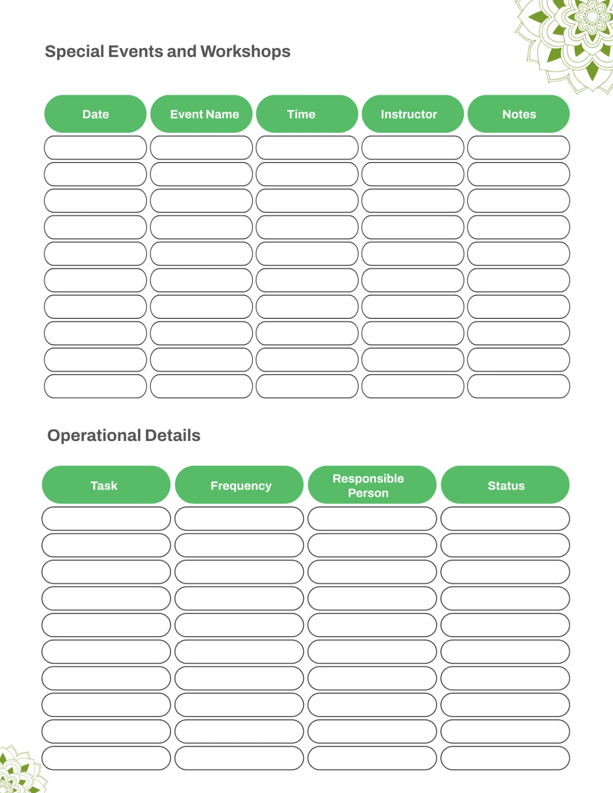 Free Yoga Studio Planner Template to Edit Online