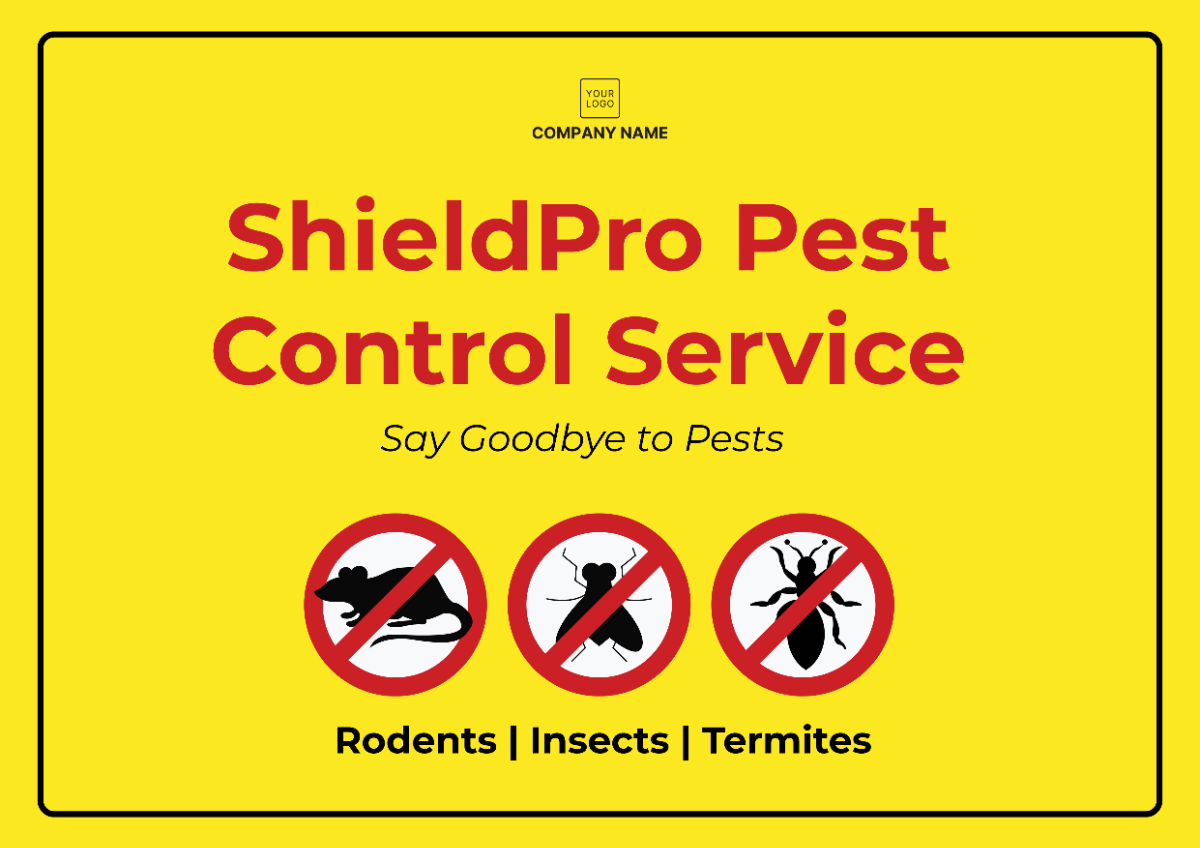 Pest Control Service Signage Template - Edit Online & Download