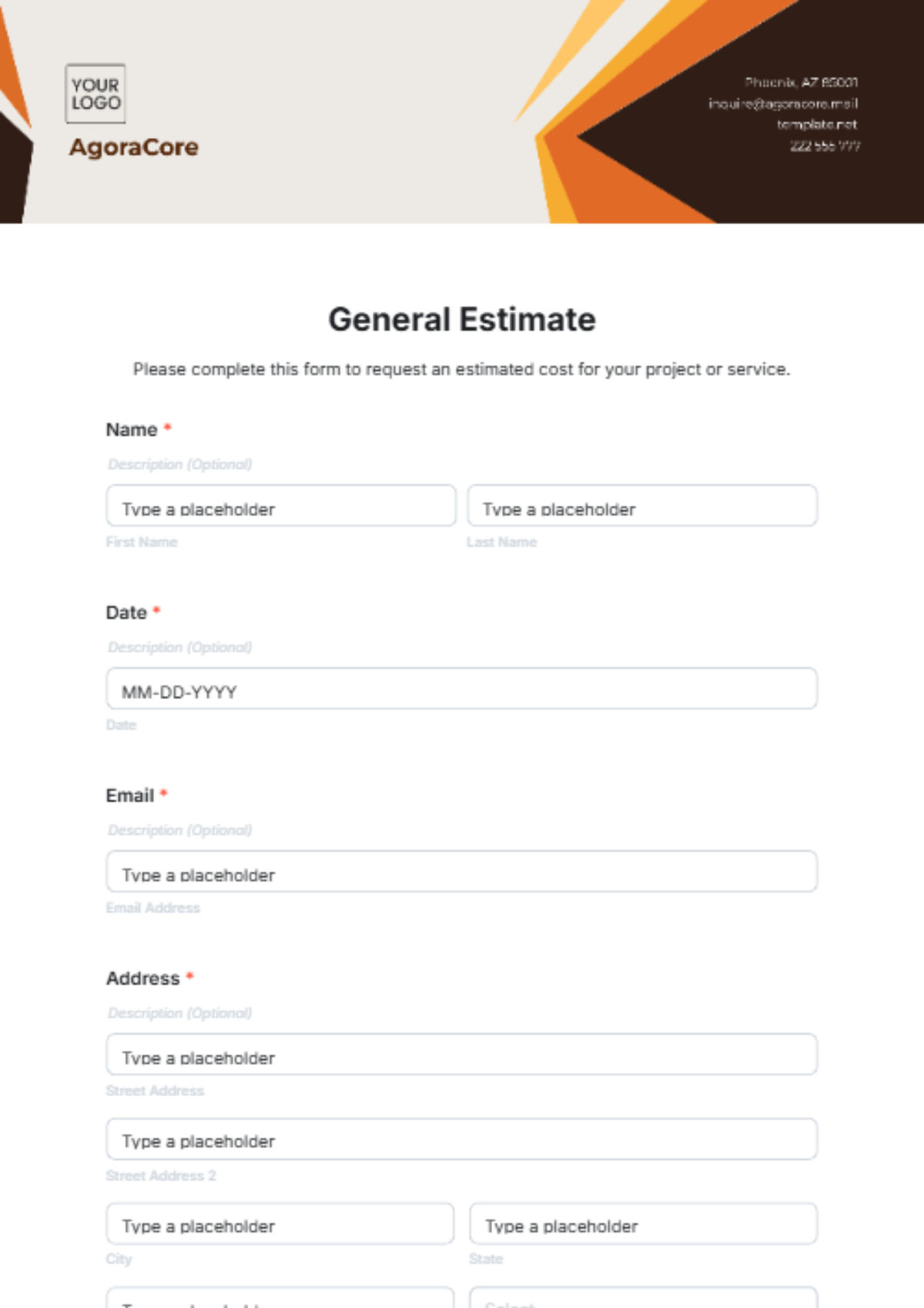 General Estimate Template - Edit Online & Download