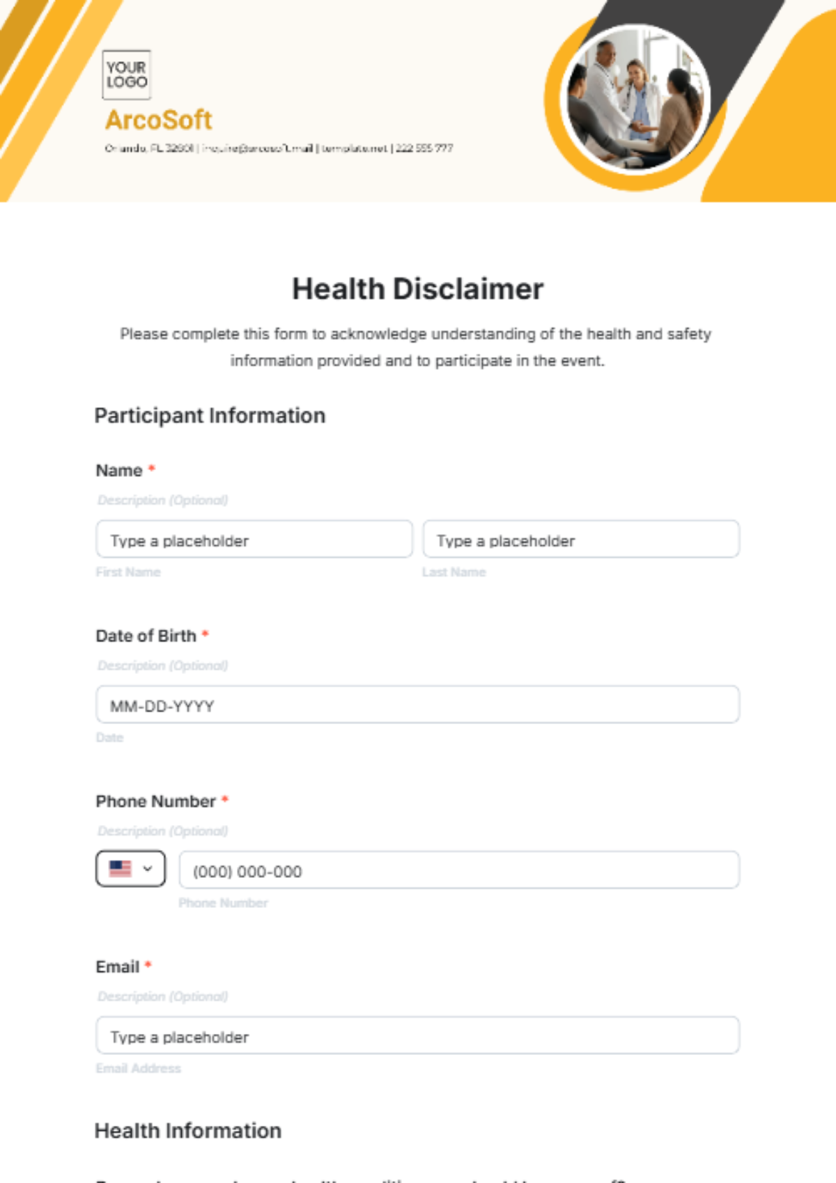 Health Disclaimer Template - Edit Online & Download