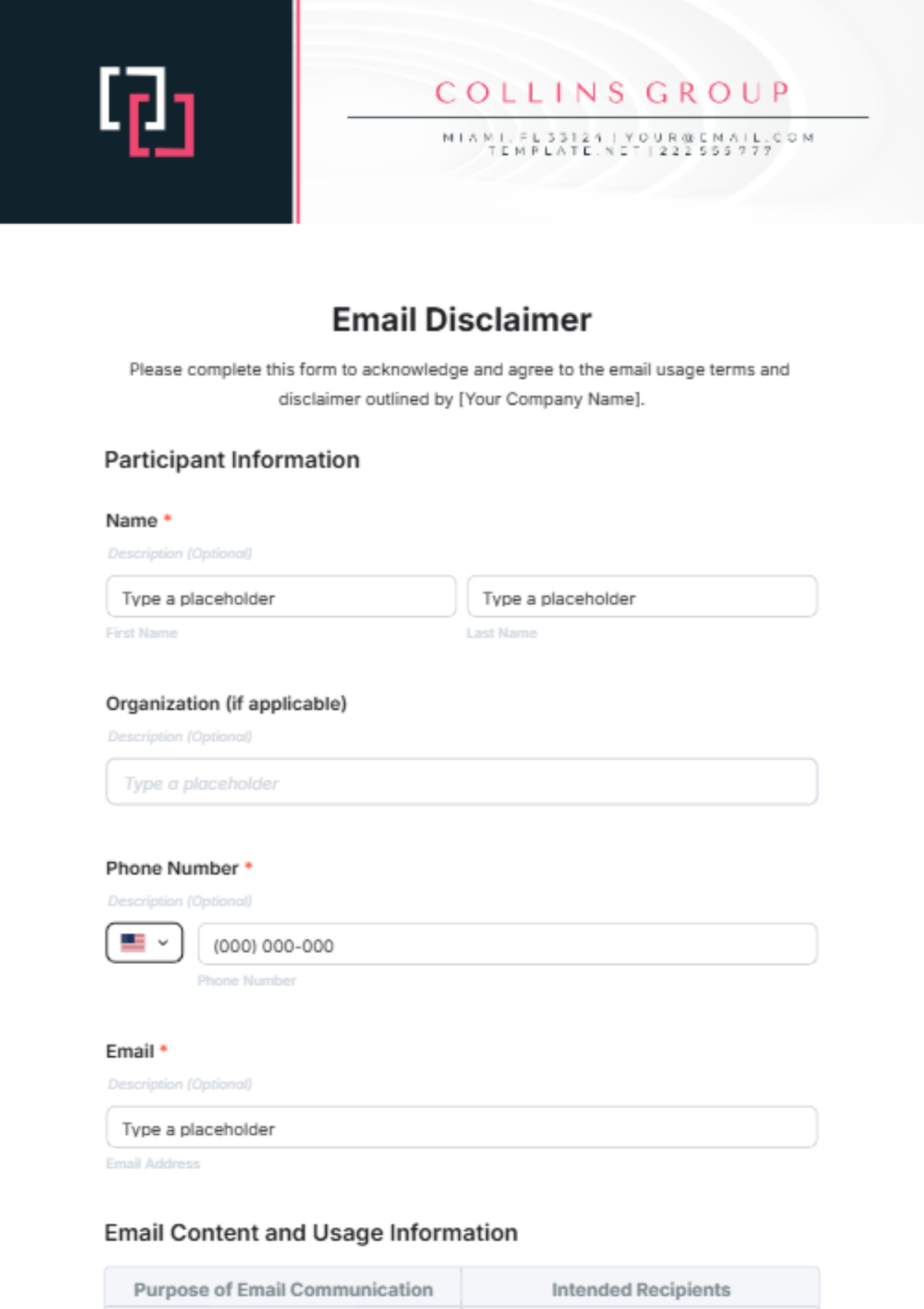 Email Disclaimer Template - Edit Online & Download