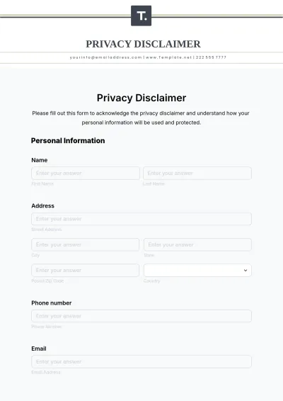 Free Privacy Disclaimer Template to Edit Online