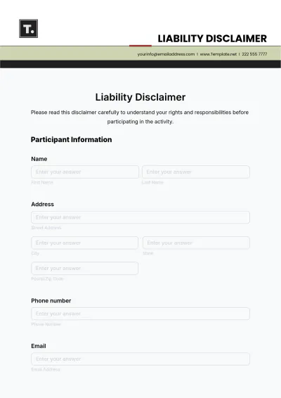 Free Liability Disclaimer Template to Edit Online