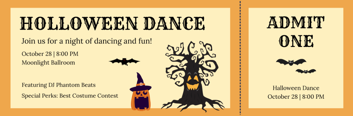 Halloween Dance Ticket Template - Edit Online & Download