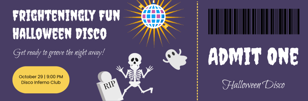 Free Halloween Disco Ticket Template