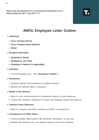Free AWOL Employee Letter Outline Template to Edit Online