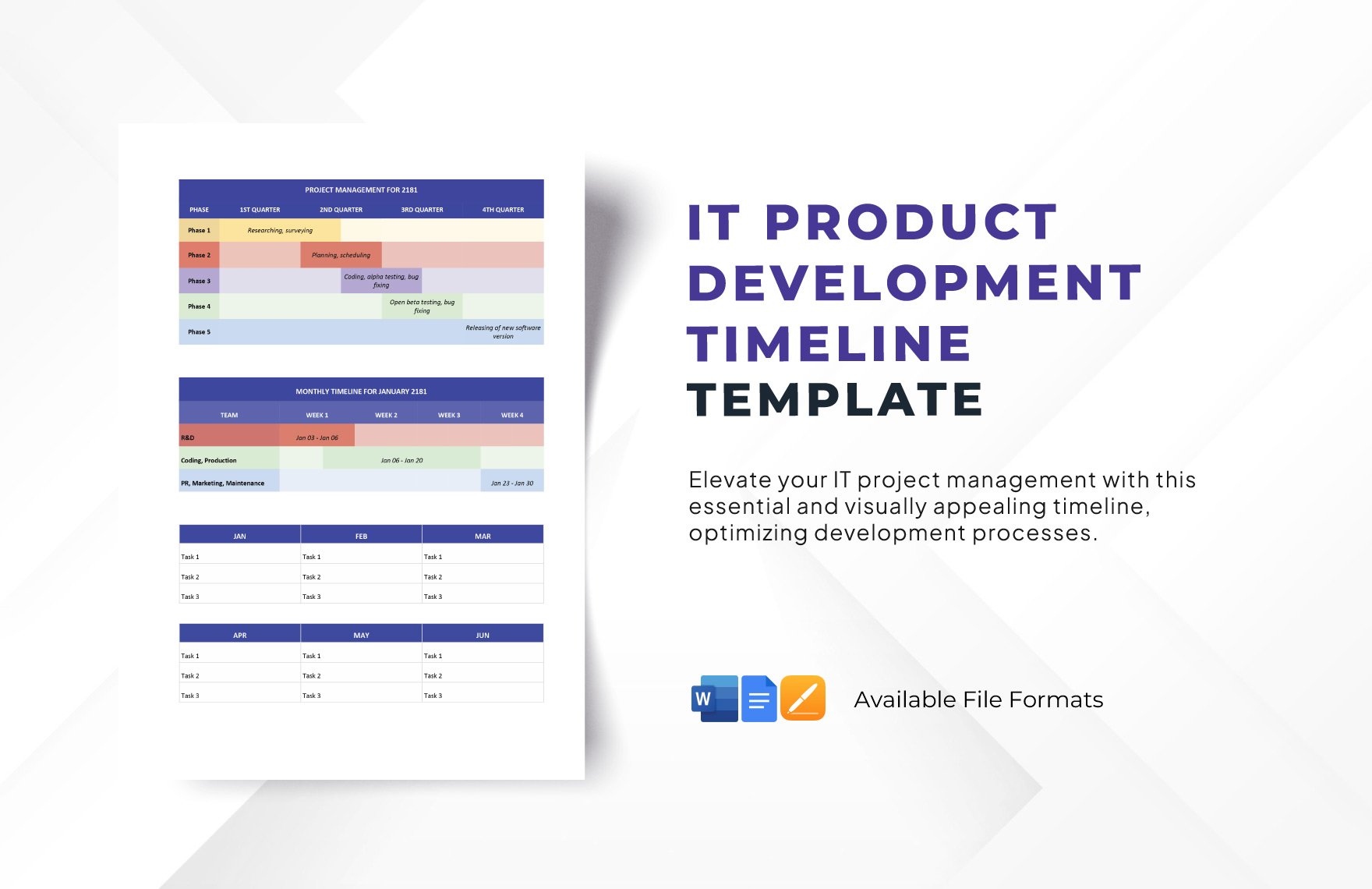 IT Product Development Timeline Template