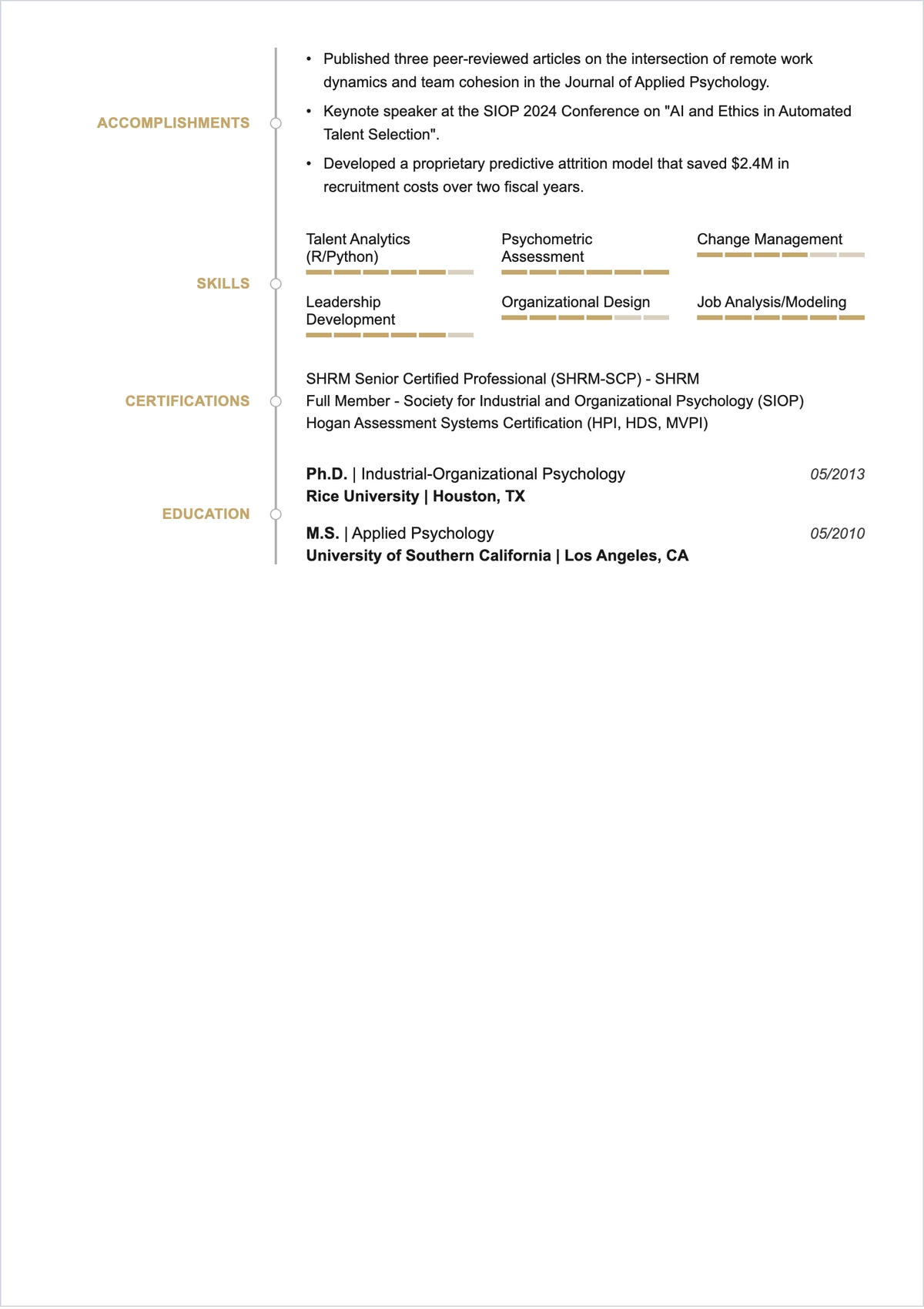 Free Industrial-Organizational Psychologist ATS Resume Template
