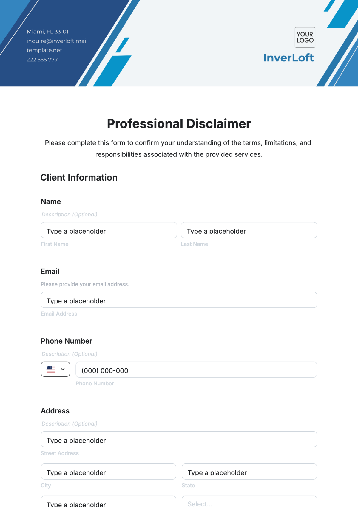 Professional Disclaimer Template