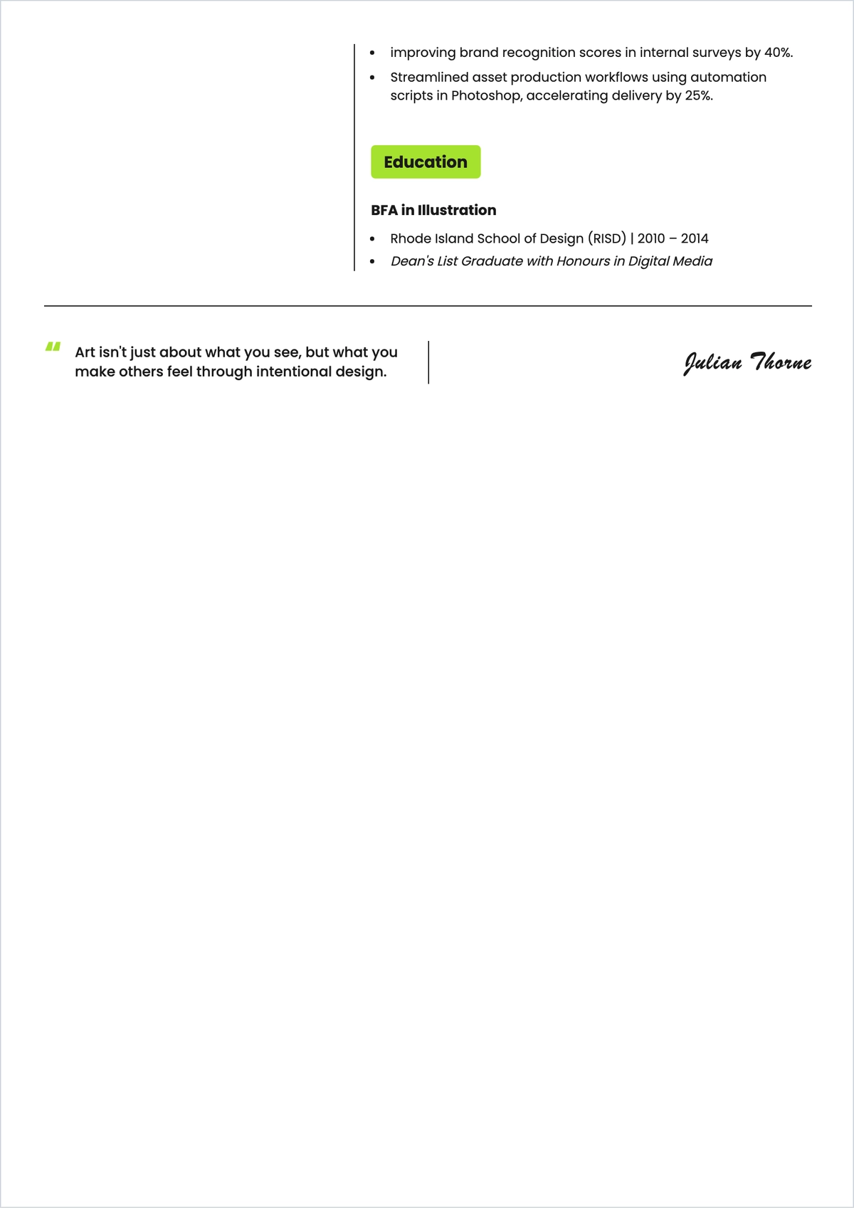 Free Aesthetic Artist Freelancer ATS Resume Template